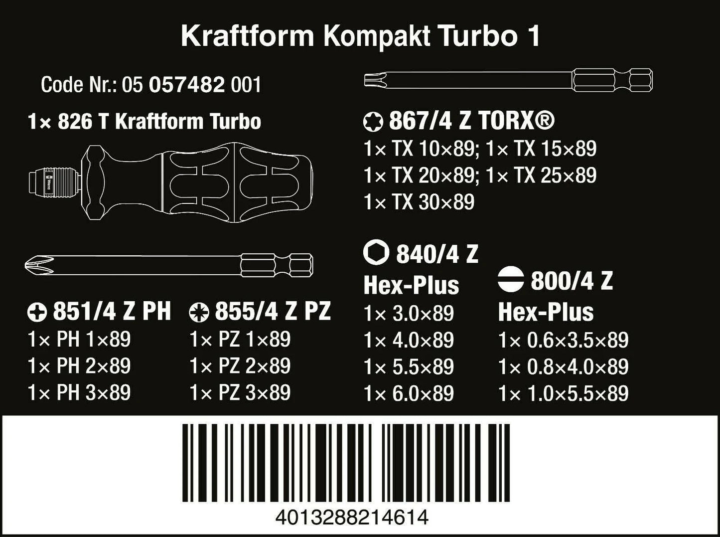 Wera - Kraftform Kompakt Turbo Imperial 1, 19 pieces - #057483