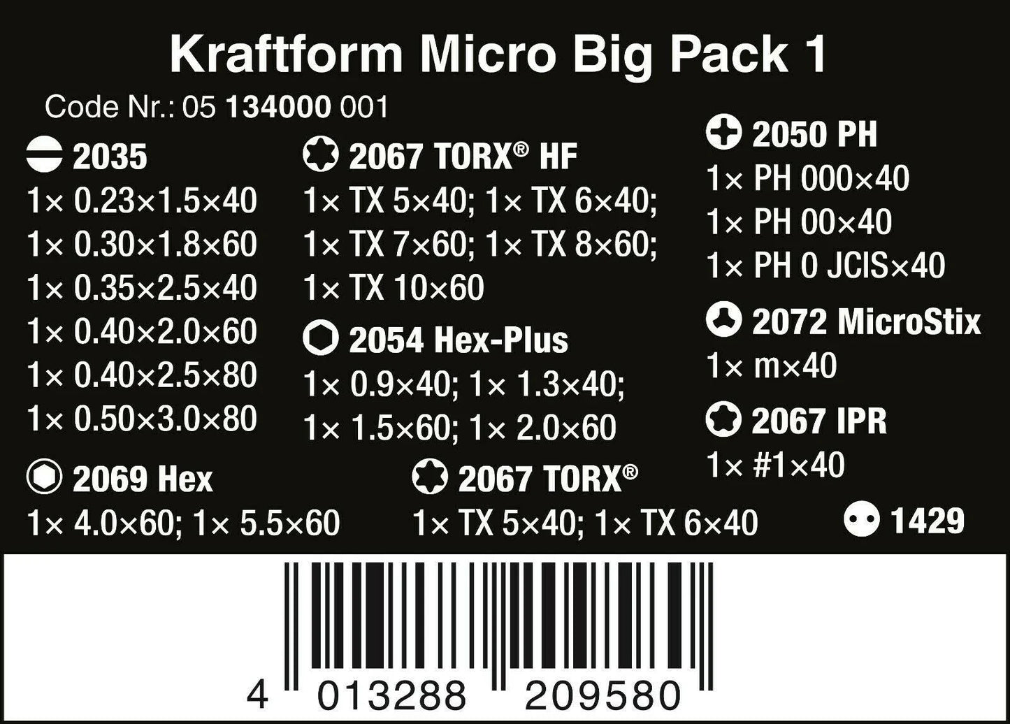 Wera- Kraftform Micro Big Pack 1 screwdriver set for electronic applications, 25 pieces - #134000