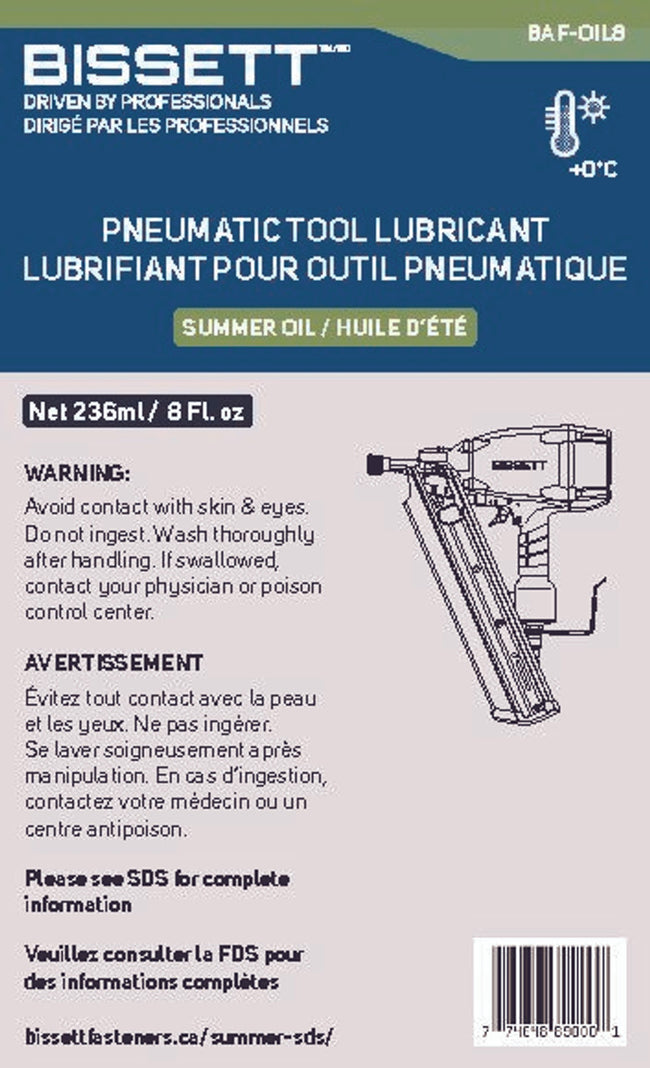 Bissett - Pneumatic Air Tool Lubricant - Summer Oil 8oz